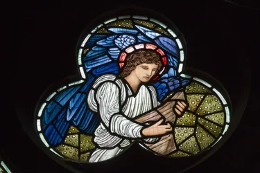 Wilden, All Saints, Morris & Co., Edward Burne-Jones, John Henry Dearle (1859-1932), Angels with Dulcimer, Angel Musicians, 1902-1914, Louisa, Alfred, The Baldwins, premier, metodysta, Worceste
