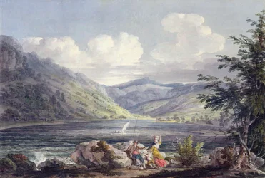 Haweswater, Westmoreland, ok. 1795 (wc nad grafitem na papierze tkanym)