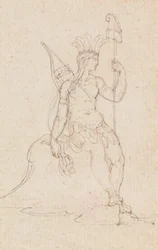 Alegoria Ameryki niosącej czapkę wolności, ok. 1760-1848 (pióro, czarny tusz, grafit i czerwona kreda)
