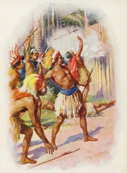 Ilustracja do Masterman Ready autorstwa Captaina Marryata (kolorowa litografia)