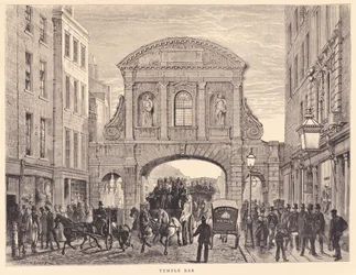 Temple Bar na Fleet Street, c.1870