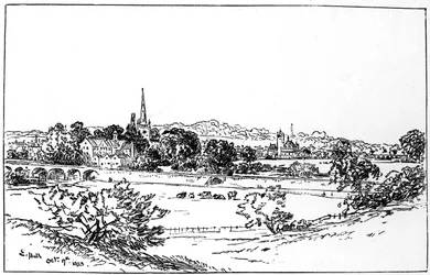 Stratford-upon-Avon, Warwickshire, widziany od południowego wschodu, 1885.