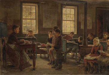 Szkoła wiejska, 1890 (olej na płótnie osadzony na desce składu)