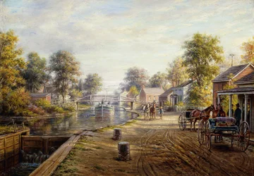 Scena wzdłuż kanału Delaware i Hudson, 1907