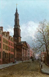 Kościół św. Jana, Varick Street, Nowy Jork, 1914 (olej na desce akrylowej)