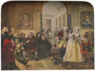 Dr Johnson w przedpokoju Lorda Chesterfielda, Czekając na audiencję, 1748, 1845, c1950.