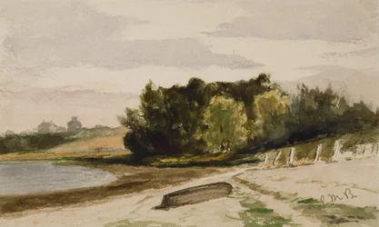 Pejzaż z kłodą na plaży (#40), ok. godz. 1880 (akwarela na papierze)