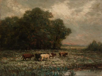 Krajobraz bez tytułu z wypasem bydła, 1897 r.