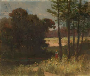 Pejzaż bez tytułu z drzewami i kobietą, 1894.