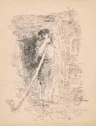 Stojący chłop, ok. 1878 (pióro i czarny tusz na tkanym papierze)