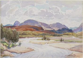 On the Spey (ołówek i akwarela na papierze)