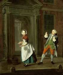 Dobrze ubrana służąca kręci mopem, ok. 1764 r.