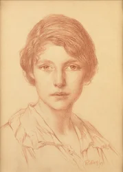 Młoda kobieta (czerwona kreda)