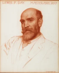 Lewis Foreman Day (1845-1910) projektant, mistrz Gildii Robotników Sztuki w 1897, 1900 (czerwona kreda na papierze)