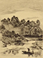 Gołąb: Zamek Tutbury, ok.1880 (akwaforta)