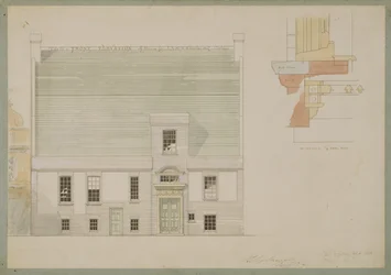 Elewacja frontowa domu dla J.A.M. Whistler Esq, Tite Street, Chelsea, 1877 (pióro i atrament i toaleta na papierze) (patrz także 176476)