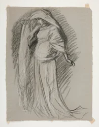 Studium postaci dla Zamku Dziewic, z The Quest of the Holy Graal (seria piętnastu obrazów dla Biblioteki Publicznej w Bostonie, ukończona w 1901)
