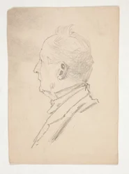 Głowa mężczyzny (recto); Fragmenty szkiców (verso)