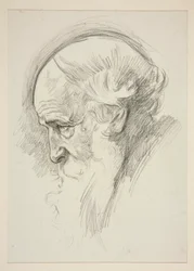 Portret starego brodatego mężczyzny z profilu