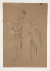 Studia profilowe mężczyzny i starej kobiety (recto); Trzy szkice głów i niezidentyfikowany szkic (verso)