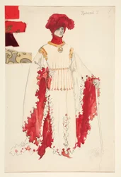 Ryszard II (w kolorze czerwonym), szkic kostiumu dla Henry
