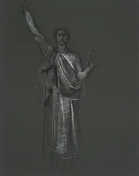 Studium alegorycznej figury sztuki, rondel w rotundzie gmachu kapitolu stanu Pensylwania, Harrisburg, 1902-1911