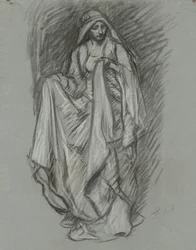 Studium dla udrapowanej kobiety, studium postaci dla The Quest of the Holy Graal (seria 15 obrazów dla Biblioteki Publicznej w Bostonie, ukończona w 1901)