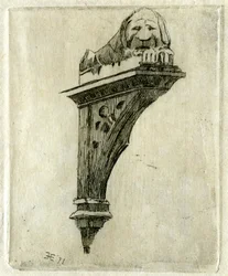 Znak Czerwonego Lwa Inn, Glastonbury, Somerset, 1881.