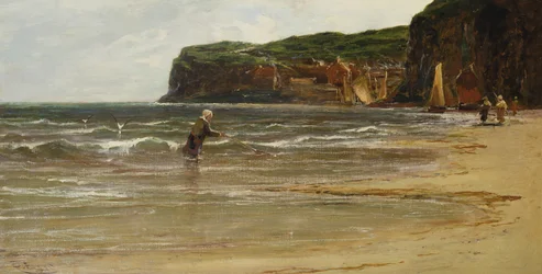 Widok na wybrzeże z krewetkami kobiety, ok. 1900