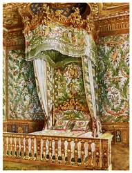 Pozłacane łoże Marii Antoniny, Sypialnia Królowych, Pałac Fontainebleau, Francja, 1911-1912.