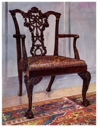 Fotel mahoniowy, styl Chippendale, 1911-1912.