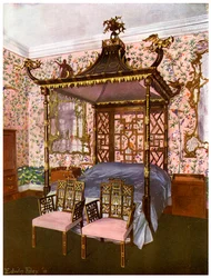 Chińska sypialnia Chippendale, Badminton House, Gloucestershire, 1911-1912.