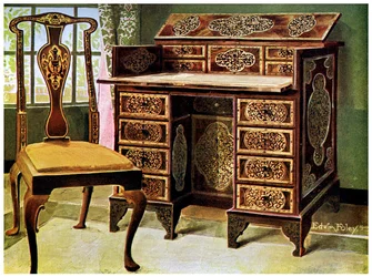 Stół do pisania inkrustowany orzechem, 1910 r.