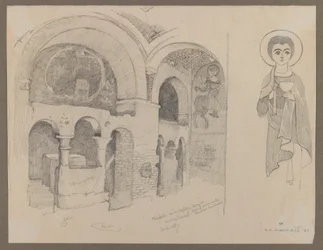 Klasztor wczesnochrześcijański (koptyjski) w Esnie, 1 marca 1887 (grafit na papierze)