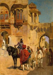 Wyjazd na polowanie na dziedziniec pałacu Jodhpore, ok. 1898-1900
