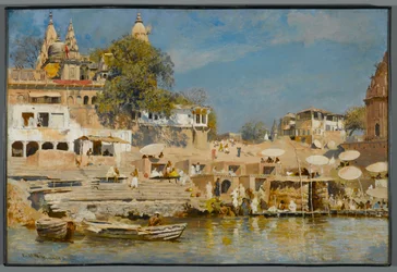 Świątynie i ghat kąpielowy w Benares, 1883-85