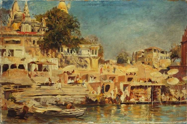 Widok na Ghaty w Benares, 1873