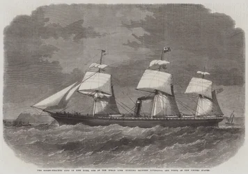 The Screw-Steamer City of New York, jeden z Inman Line biegnących między Liverpoolem a portami Stanów Zjednoczonych