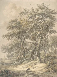 Kobieta i dziecko siedzące przy drodze, 1760-1818.