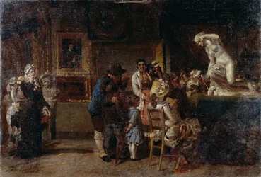 Zwiedzanie muzeum, Egisto Lancerotto (1847-1916), olej na płótnie, 80x118 cm