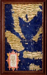 Indonezja: Sumatra, Malakka, Borneo, Jawa. Mapa wykonana przez Egnazia Dantiego (1536-1586), włoskiego matematyka, kosmografa i architekta. Około 1567. Florencja, Palazzo Vecchio, Sala del Mappamondo
