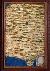 Sogdiana, terytorium obejmujące część Uzbekistanu, Tadżykistanu i Afganistanu. Mapa wykonana przez Egnazia Dantiego (1536-1586), matematyka, kosmografa i włoskiego architekta. Około 1567. Florencja, Palazzo Vecchio, Sala del Mappamondo