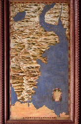 Mapa Cieśniny Magellana wykonana przez Egnazia Dantiego (1536-1586), włoskiego matematyka, kosmografa i architekta. Około 1567. Florencja, Palazzo Vecchio, Sala del Mappamondo.