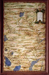 Mapa Peru wykonana przez Egnazia Dantiego (1536-1586), matematyka, kosmografa i włoskiego architekta. Około 1567. Florencja, Palazzo Vecchio, Sala del Mappamondo
