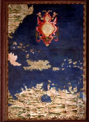 Santo Domingo lub Hispaniola. Mapa wykonana przez Egnazia Dantiego (1536-1586), włoskiego matematyka, kosmografa i architekta. Około 1567. Florencja, Palazzo Vecchio, Sala del Mappamondo