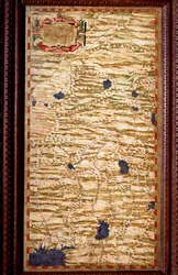 Indostan (Hindustan) w górnym biegu Gangesu. Mapa wykonana przez Egnazia Dantiego (1536-1586), matematyka, kosmografa i włoskiego architekta. Około 1567. Florencja, Palazzo Vecchio, Sala del Mappamondo