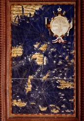 Mapa Wysp Moluckich wykonana przez Egnazia Dantiego (1536-1586), włoskiego matematyka, kosmografa i architekta. Około 1567. Florencja, Palazzo Vecchio, Sala del Mappamondo