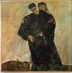 Pustelnicy. Egon Schiele i Gustav Klimt (olej na płótnie)