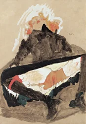 Dziewczyna w czarnej sukni z rozstawionymi nogami, 1910