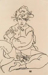 Siedząca dziewczyna z rozstawionymi nogami, 1918